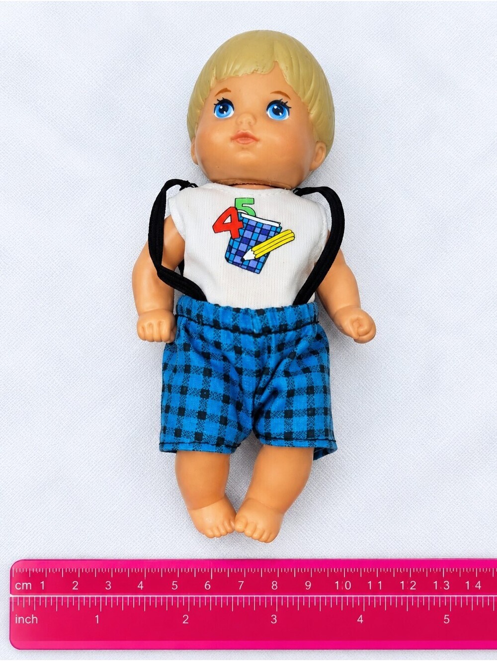 Vintage 1995 Mattel Mini Doll Blonde Boy School Outfit 4.25" TLC